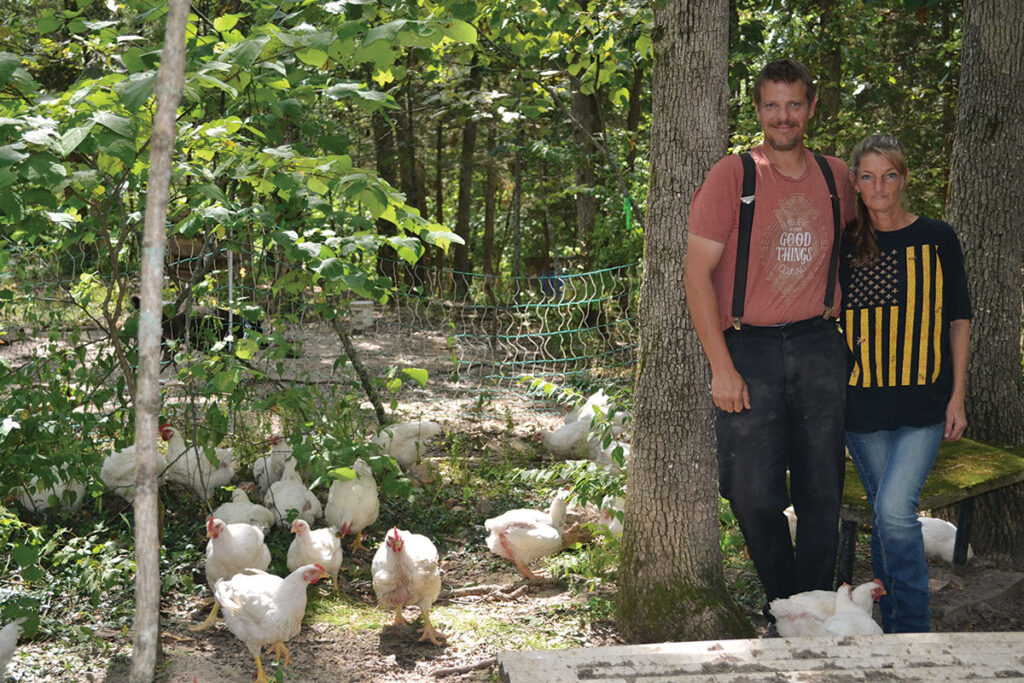 Jay and Dawn Remotti raise meat birds, as well as pigs. They market their chicken and pork at four farmers markets. Photo by Laura L. Valenti.