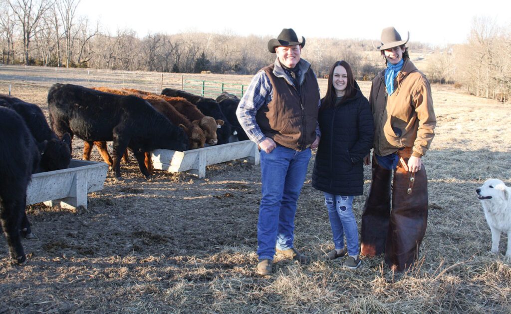 Jeff and Kristy Viles, pictured with their son Jarrett, began a Gelbvieh and Balancer operation in 2019. Photo by Julie Turner-Crawford.