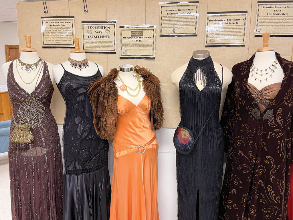 A few of the flapper dresses that were worn in the 1920s. Photo by Ruth Hunter. 