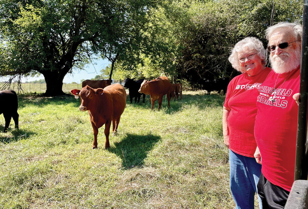 Jim and Chris Cathey purchased their first Beefmasters in the early 1980s. Photo by Jaynie Kinnie-Hout. 