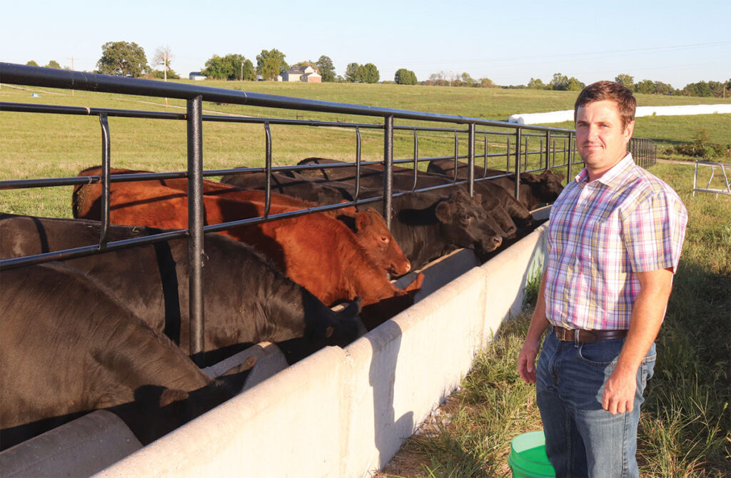 Brett Naylor of Naylor Angus and Shorthorn with his cattle. Photo by Julie Turner-Crawford. 