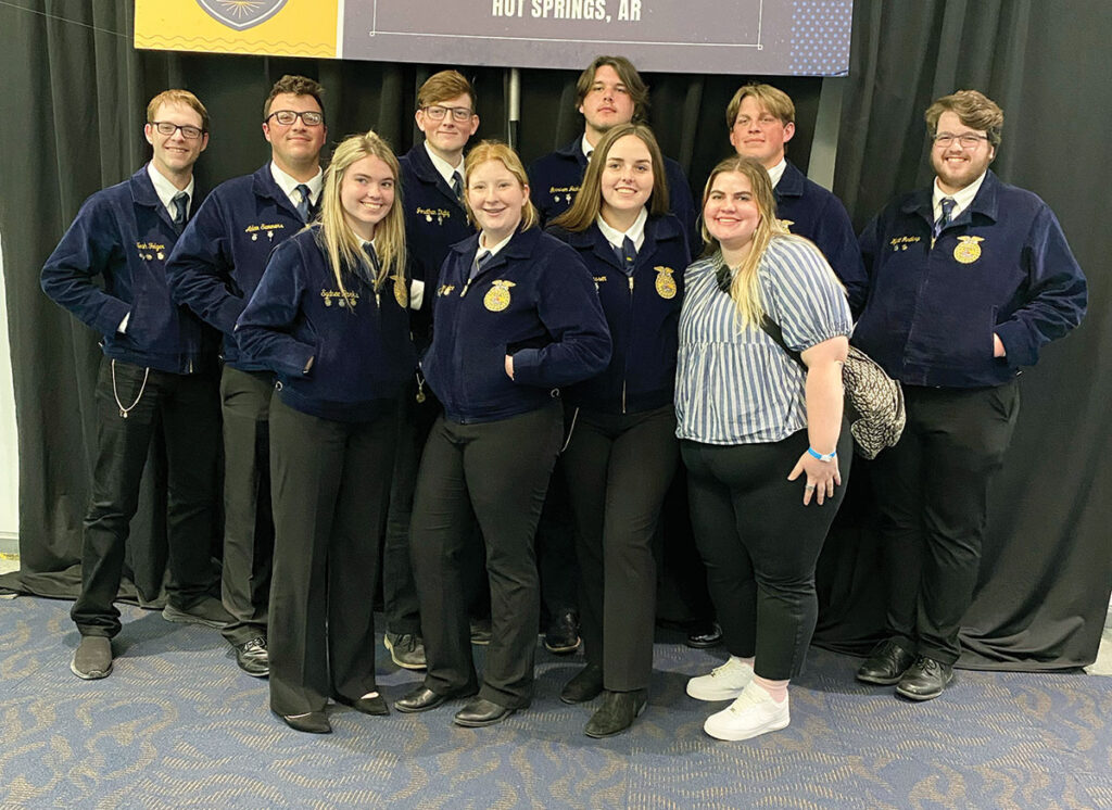 Josie Kutz is a first-year ag education instructor at Pea Ridge, Ark. She is pictured with a group of her students.  Submitted Photo. 