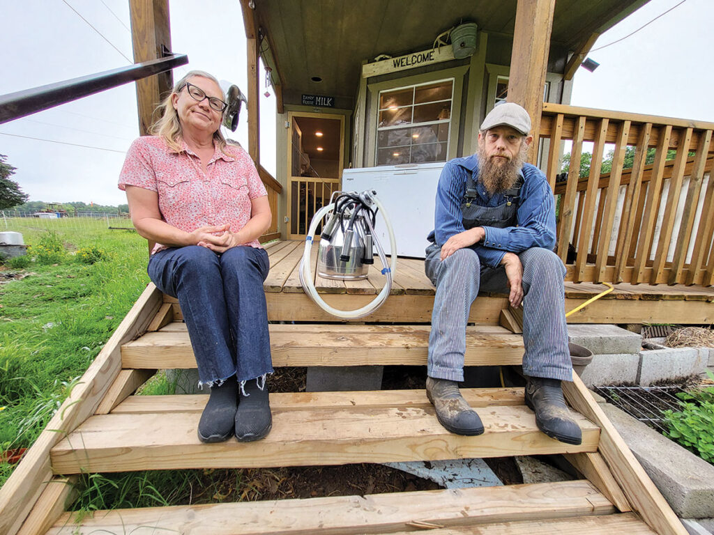 Liz and Nathan Miller of Miller’s Farm offers raw, fresh-from-the-farm cow and sheep milk. Photo by Jamie Smith. 