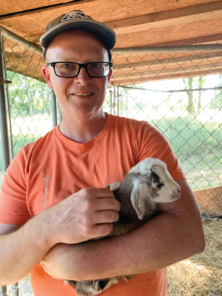 Brad Todd of Springfield, Missouri and his partner Yan Liu live on a 10-acre property with chickens, ducks, goats and geese. Contributed Photo. 