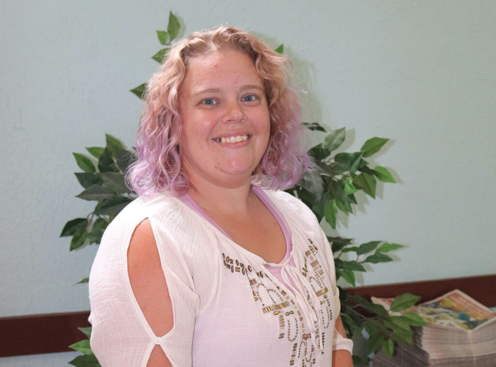 Jess Judy of Lebanon Missouri is the circulation manager for the Laclede County Record. She and her family live on a small farm. Photo by Julie Turner-Crawford. 
