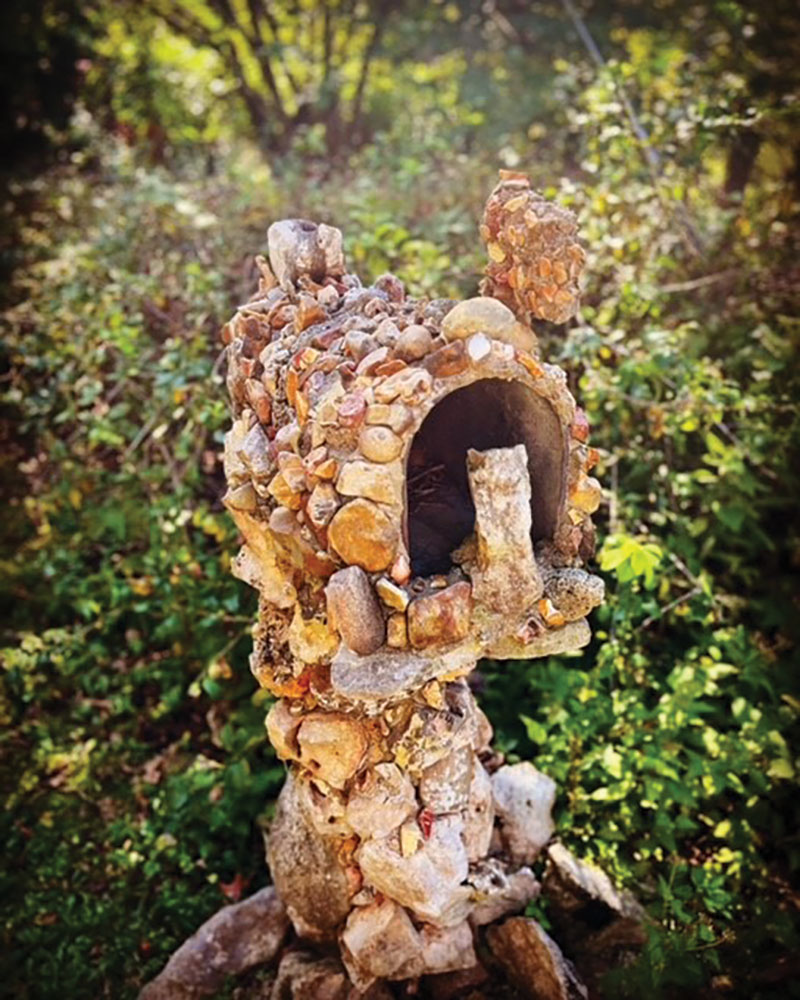 One structure that stood out was a rock mailbox, complete with a door and flag post, completely constructed from the plethora of rocks peppered throughout this Ozark soil. Contributed Photo. 