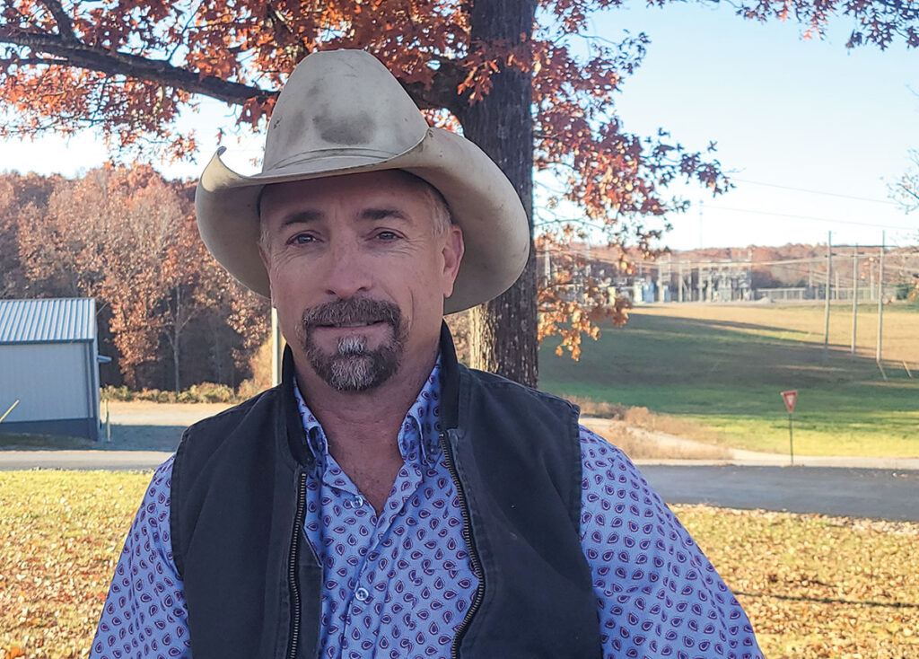 Troy Hogsett of Willow Springs, Missouri is the manager of engineering at Howell-Oregon Electric Cooperative. He raises cattle on 450 acres in Howell County. Photo by Stephanie Beltz-Price. 