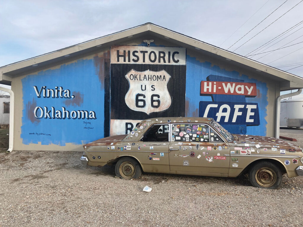 The Hilburns purchased another 1963 Rambler that sits outside for people to put their own stickers on for fun. Photo by Debbie Elder. 