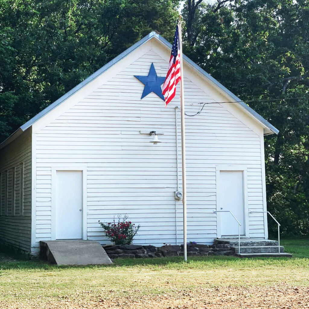 Jeremy Merriman of Hindsville is a fifth-generation caretaker of one of the most well-known structures off Highway 45 in Madison County. The Lone Star Community Building has been a fixture in the local community since its construction in 1903. Contributed Photo. 