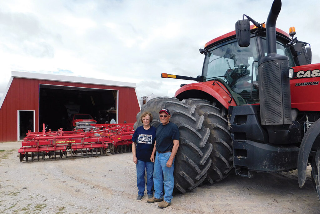 Jim and Ronda Hardin started with 80 acres, a two-row planter and a pull-type combine. Today, the operation has about 1,200 acres of corn, 1,500 acres of beans and 500 acres of wheat, in addition to a cow/calf operation.  Photo by Neoma Foreman.