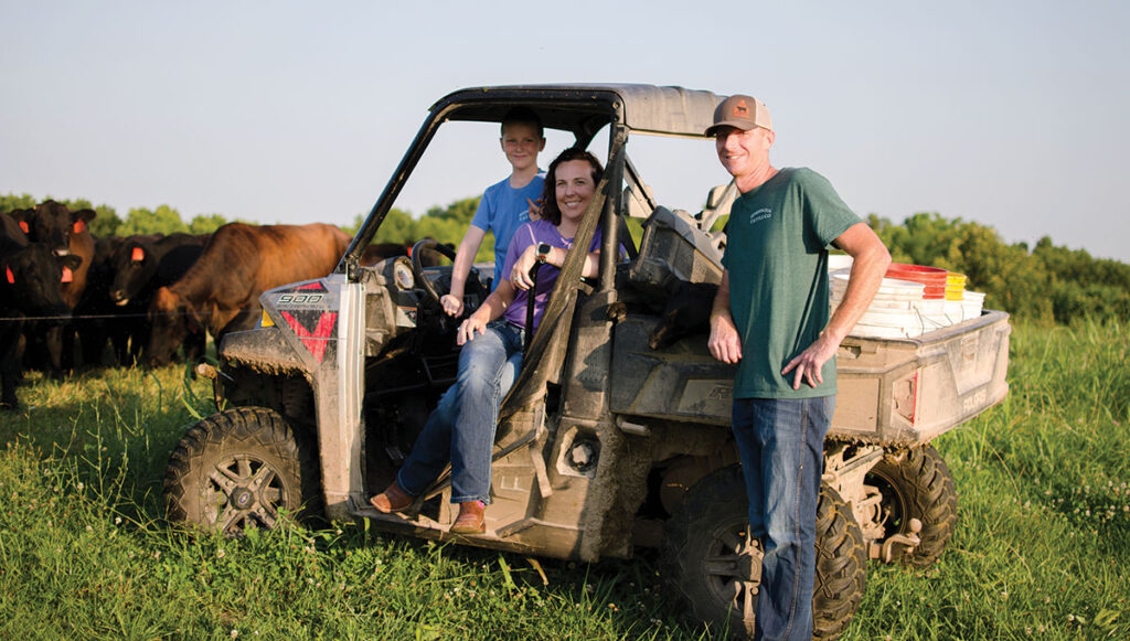 Clint and Elizabeth Hetherington, along with their son Cole, started with 160 acres and 40 cows. Today the couple have about 1,000 acres and 150 cows. Photo by Ashley Wilson.