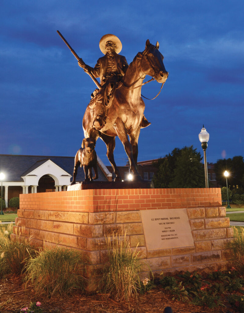 Monument of Bass Reeves at night. Submitted Photo. 