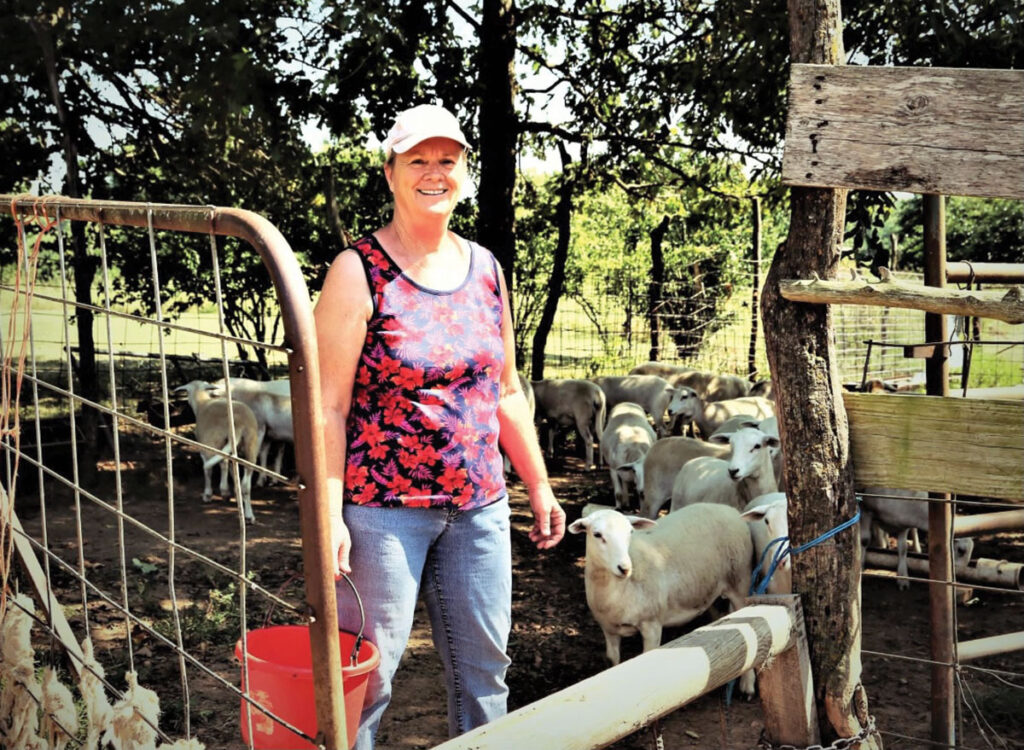 Sharon Corum says her Katahdin sheep are primarily raised on pasture.  Photo by Jaynie Kinnie-Hout