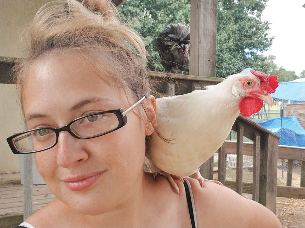 Kimberley Davis of Davis Freedom Farm in Tahlequah, Oklahoma did not like chickens, but she now breeds poultry. Submitted Photo.