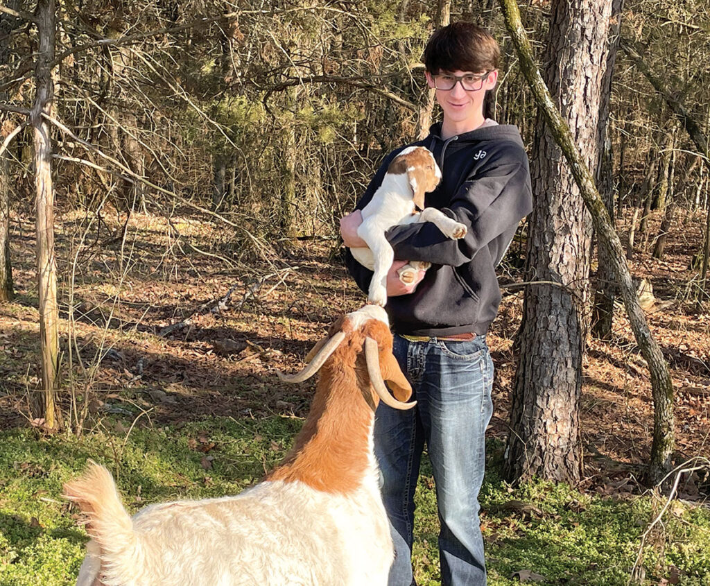 At just 15, Logan Fife of Greers Ferry, Arkansas has begun to develop his own Boer breeding program. Submitted Photo. 