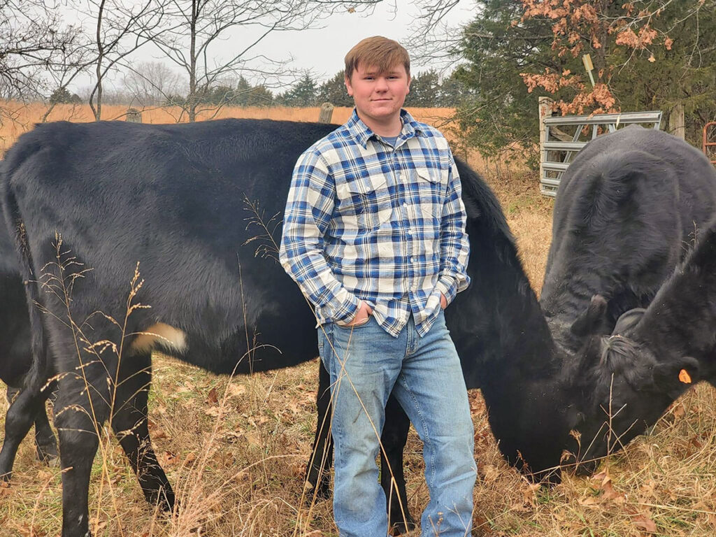 Wyatt Enke, son of Roy and Tracy Enke, is active on the family farm, which includes both dairy and beef cattle, as well as other species. Submitted Photo. 
