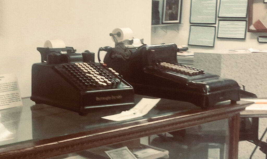 Antique adding machines at the Barry County Museum in Cassville, Missouri. Photo by Ruth Hunter.