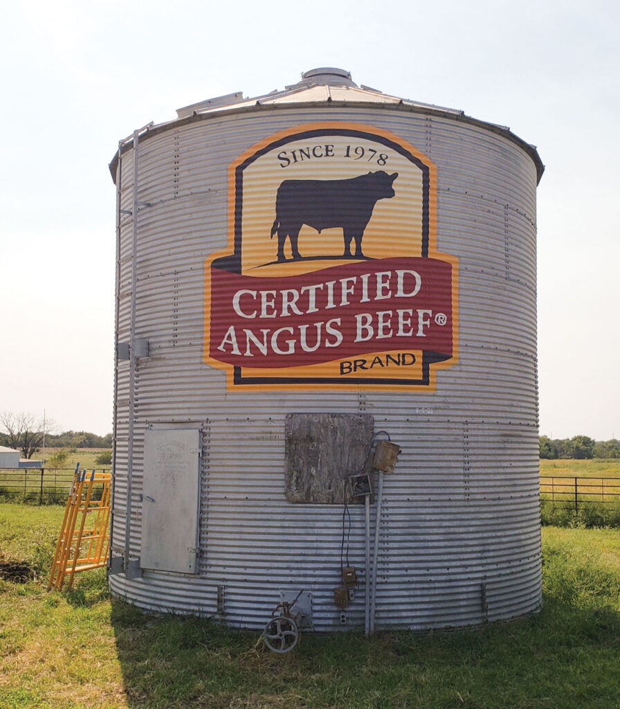 About a year ago, Norman and Vicki Garton were selected to have the Certified Angus Beef program logo painted on a grain bin on their farm. They were only the second to be authorized in Missouri. Submitted Photo. 