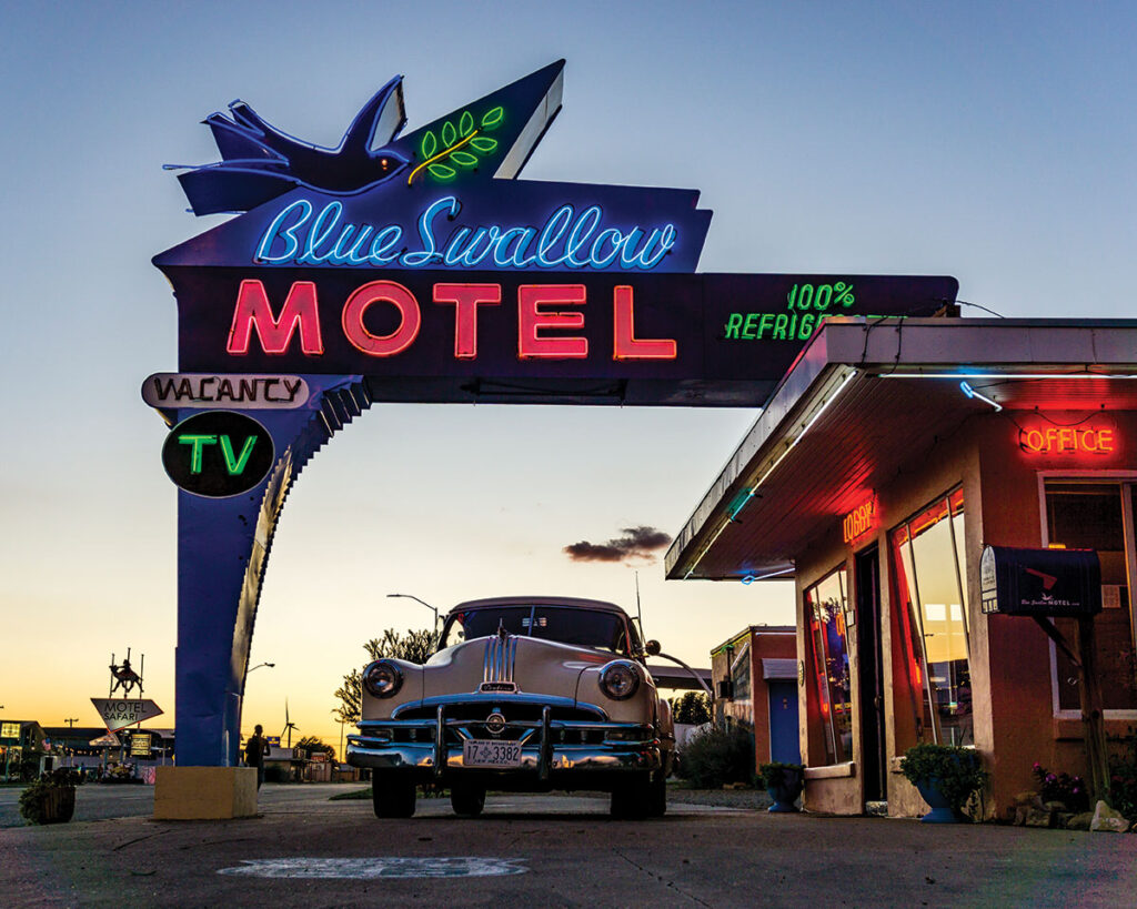 Blue Swallow Motel on Route 66. Photos courtesy of Rhys Martin of Cloudless Lens Photography.