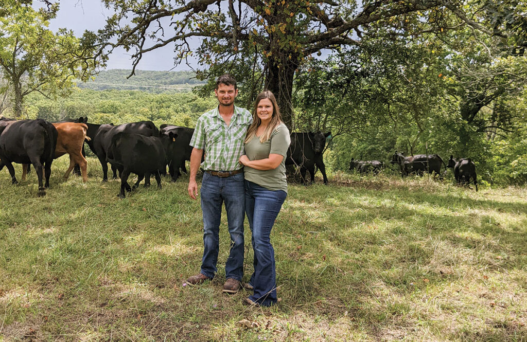 Jared and Tana Byerly with their Commercial Angus herd in Mountain Grove, Missouri. Photo by Eileen J. Manella. 