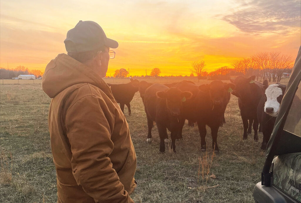 Danny Medcalf of Republic, Missouri checking on his herd. Submitted Photo. 