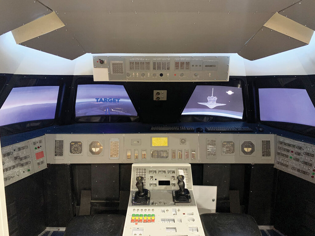 A fully-working shuttle simulator is designed to test visitors' ability to land the space shuttle. Submitted Photo. 