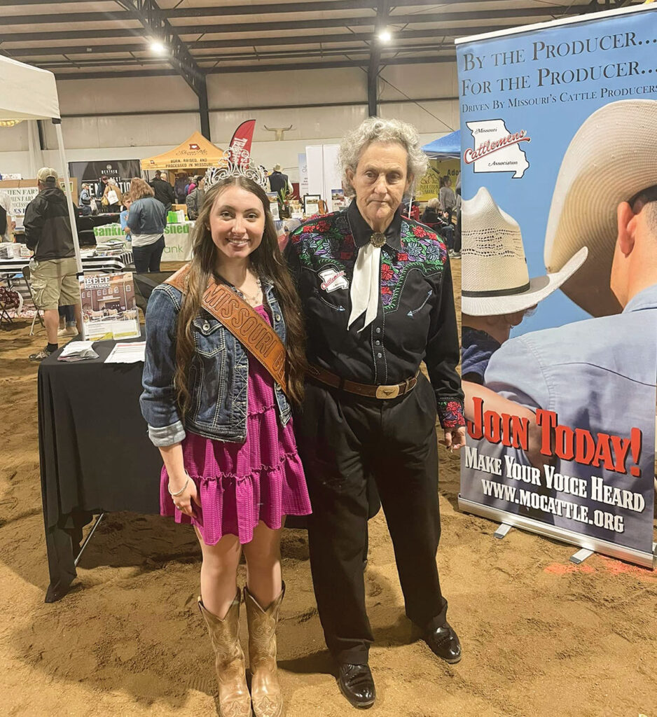 Madeline Payne, pictured with Dr. Temple Grandin at the inaugural Missouri Beef Days,  said she learned many things during her year-long reign.  Submitted Photo.