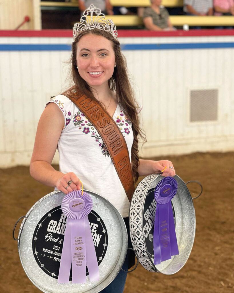 Missouri Beef Queen Madeline Payne with her awards. Submitted Photo. 