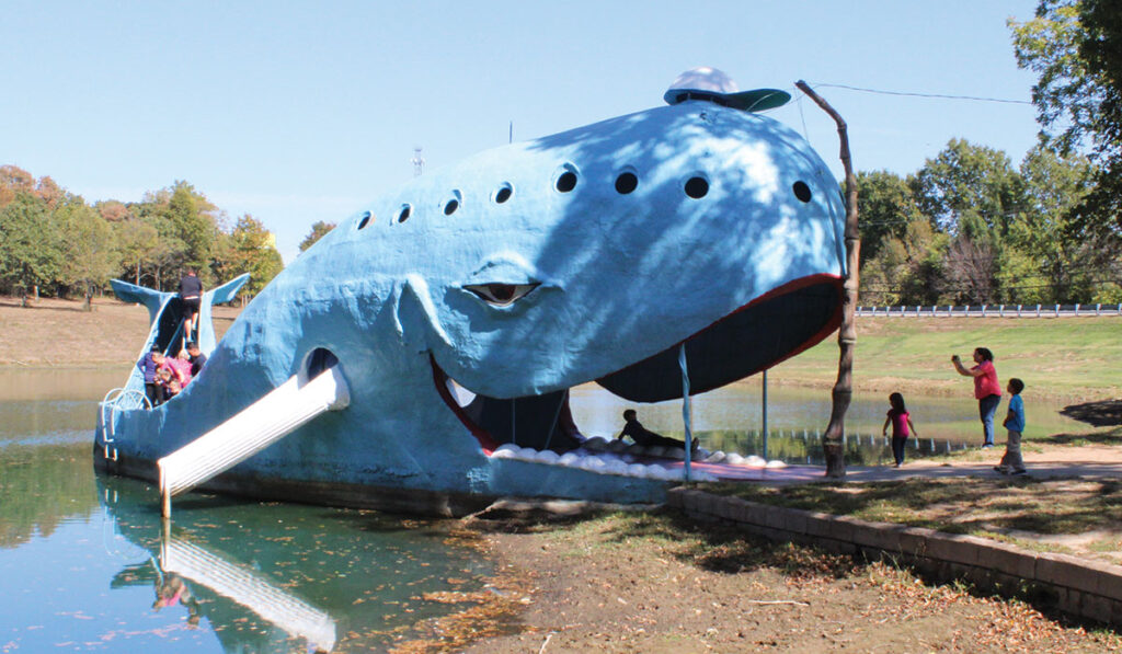 The Blue Whale Route 66 icon began as an anniversary gift to the builder’s wife. Photo by Sheila Stogsdill. 