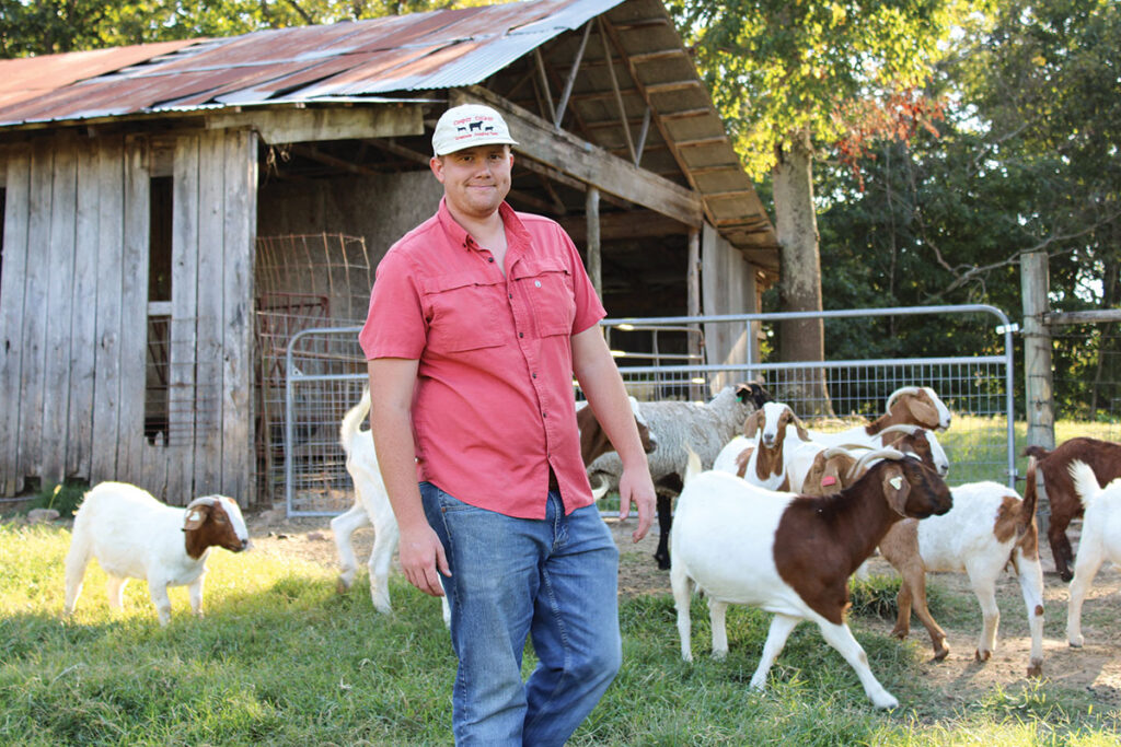 Walker Anttila is working with his family to build a Boer goat operation for both show and production animals. Photo by Marissa Snider. 