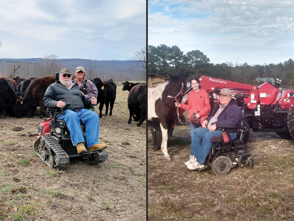 Brothers Paul Gifford (pictured at left with his wife Sharon) and Robert Gifford (pictured at right with his granddaughter Josie) face mobility issues, but continue their cattle operations. Submitted Photo. 
