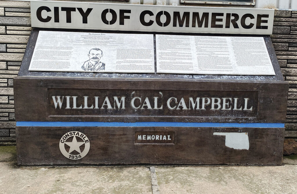 Memorial for Constable William Cal Campbell outside City Hall of Commerce, Oklahoma. Submitted Photo. 
