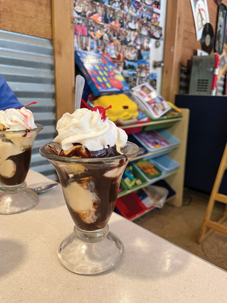 Homemade peach cobbler and strawberry shortcake are among the mouth-watering dessert specials, as well as ice cream Sundays. Photo by Ruth Hunter. 