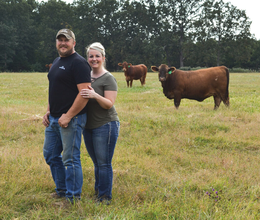 Jason and Ashlae Simmons find Beefmaster cattle to be ideal for their family operation. Photo by Laura L. Valenti. 